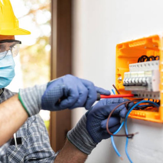 Electrical contractor at work